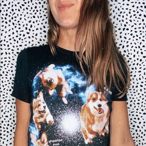 Hot Topic Corgi In Space Black Tshirt 